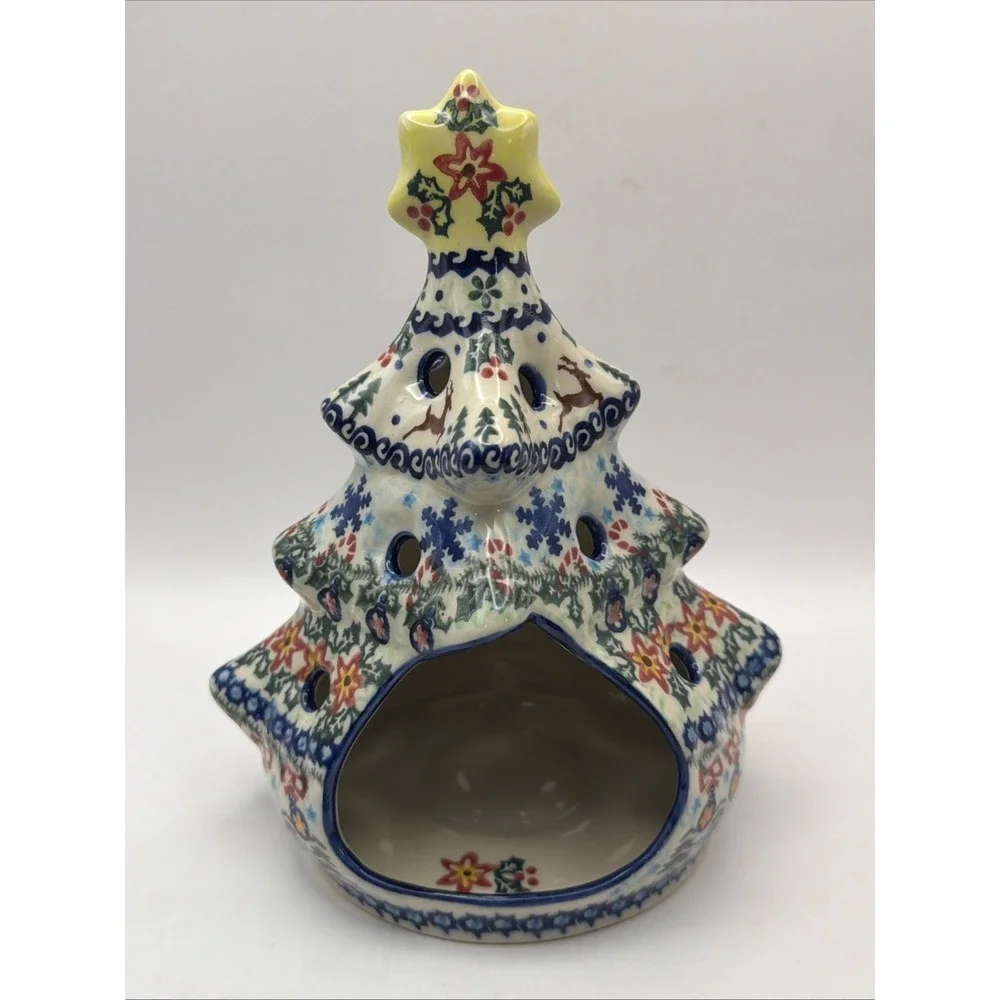 Vena Polish Pottery Christmas Tree Votive 8.5